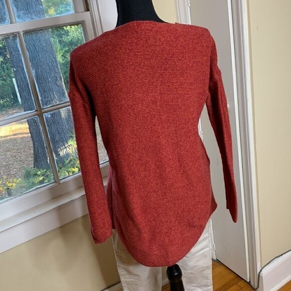 Old Navy rust melange sweater tunic medium slight hi-lo hem EUC - Picture 7 of 9